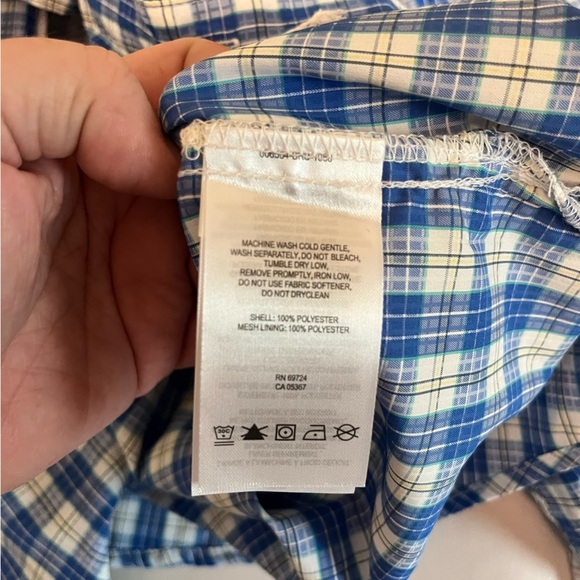 Columbia Blue and White Plaid button down large long sleeve shirt. - Picture 3 of 4
